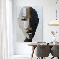Urban Cotton Wandkleed 'Head 2' 80 x 110cm in Frame - black