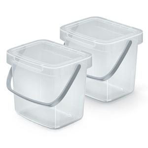 GFT aanrecht afvalbakje - 2x - transparant - 3L - afsluitbaar - 19 x 17 x 15 cm - klepje/hengsel