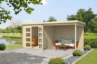 Outdoor Life Helena Blokhut 492,2x254 cm 28 mm vuren blank- Plat dak- Onbehandeld vurenhout- Outdoor Life