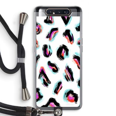 Cheetah color: Samsung Galaxy A80 Transparant Hoesje met koord