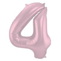 Folieballon Pastel Roze Metallic Mat Cijfer 4 - 86 cm - thumbnail