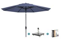 Madison Paros 2 Luxe stokparasol 3 m. rond - Safier blue met Granada voet en hoes Madison Paros 2 Luxe stokparasol 3 m. rond - Safier blue met Granada voet en hoes