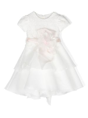 Monnalisa robe évasée Doroty à fleurs appliquées - Blanc