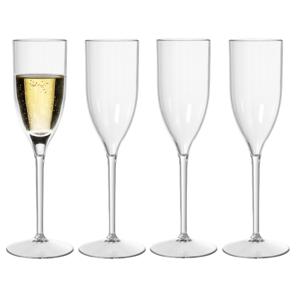 Duni Champagneglas Elegance - 4x - onbreekbaar kunststof - 130 ml - vaatwasser bestendig