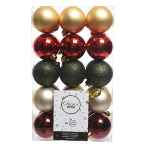 Decoris kerstballen - 30x st - rood/groen/goud - D6 cm - kunststof - kerstversiering