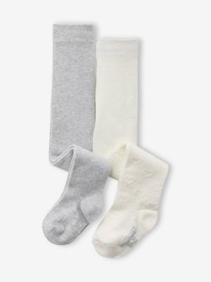 Set van 2 Panty's Baby Meisje Opengebreid ecru