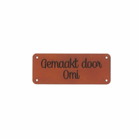 Leren label 'Gemaakt door Omi' 20x50mm - 3 stuks - thumbnail