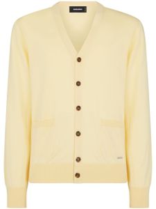 DSQUARED2 cardigan col v à plaque logo - Jaune