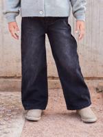 Wijde meisjesjeans zwart denim