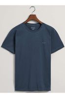 GANT Regular Fit T-Shirt ronde hals blauw, Effen