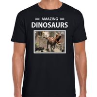 Carnotaurus dinosaurus t-shirt met dieren foto amazing dinosaurs zwart voor heren - thumbnail