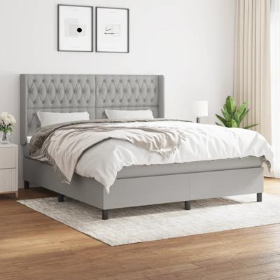 Boxspring met matras stof lichtgrijs 180x200 cm