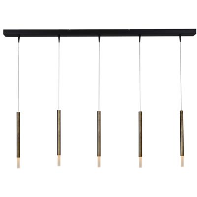 Masterlight Zwarte eettafel hanglampFlute 5-lichts gouden cilinder - 2591-10-130-5-DW