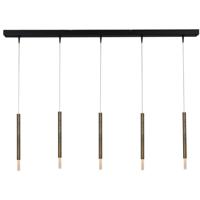 Masterlight Zwarte eettafel hanglampFlute 5-lichts gouden cilinder - 2591-10-130-5-DW
