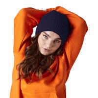 Gebreide Ribbed Beanie wintermuts - donkerblauw - volwassenen - Polyacryl