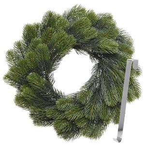 Kerstkrans 50 cm - groen - met zilveren hanger/ophanghaak - kerstversiering - Kerstkransen