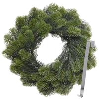 Kerstkrans 50 cm - groen - met zilveren hanger/ophanghaak - kerstversiering - Kerstkransen - thumbnail