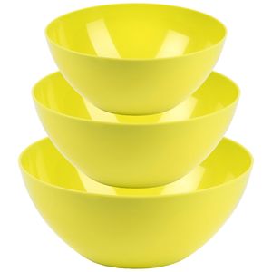 Plasticforte voedsel serveer schalen set - 3x stuks - groen - kunststof - Dia 20/25/28 cm