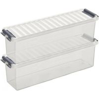 2x Opberg boxen/opbergdozen 1,3 liter 27 x 8,4 x 9 cm kunststof