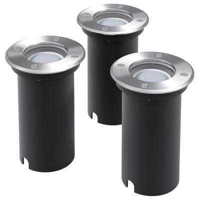 VidaXL Led-grondspots buiten 3 stuks rond