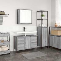 Badkamermeubelset 2 pcs Grijs sonoma en Zwart 36 x 35 x 165 cm
