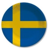 10x stuks papieren vlag Zweden bordjes 23 cm   -
