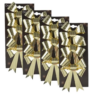 Kerst ornamenten strikken - 12x st - goud - 14 x 10 cm - kerstboomstrikjes