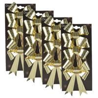 Kerst ornamenten strikken - 12x st - goud - 14 x 10 cm - kerstboomstrikjes
