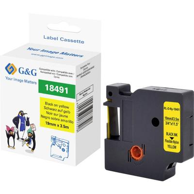 G&G Labeltape Polyamide Tapekleur: Geel Tekstkleur: Zwart 19 mm 3.5 m