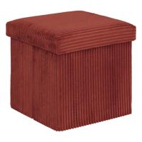 Hocker / Poef Essestial Ribcord - opvouwbaar - donkerrood - MDF/polyester - 38 x 38 cm