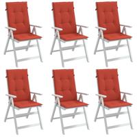 VidaXL Stoelkussens 6 st hoge rug 120x50x4 cm stof gemêleerd rood