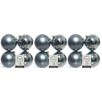 Decoris Kerstballen - 12x st - grijs blauw - D10 cm - kunststof - kerstversiering