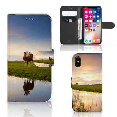 Apple iPhone X | Xs | Telefoonhoesje | Met pasjeshouder | Koe