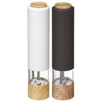 Set van 2x stuks elektrische zout- en pepermolens kunststof zwart/wit 22 cm