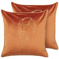 Beliani-CROCUS -Sierkussen set van 2-Oranje-45 x 45 cm-Fluweel