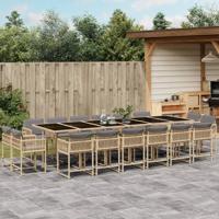 17-delige Tuinset met kussens poly rattan gemengd beige