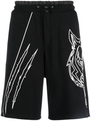 Plein Sport short de jogging Tiger Court en coton - Noir