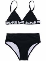 Balmain Kids bikini triangle à bande logo - Noir