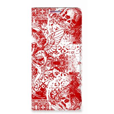Mobiel BookCase Motorola Moto G60s Angel Skull Rood Mobiel BookCase Motorola Moto G60s Angel Skull Rood
