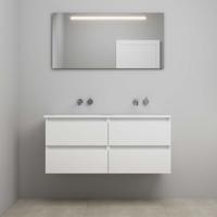 On-Line Badkamermeubelset - 120 cm - Voorgemonteerd - Acryl Wastafel - Kraangat naar Keuze - Spiegel met LED-Verlichting - Hoogglans Wit