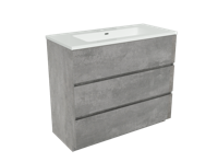 Storke Edge staand badkamermeubel 100 x 46 cm beton donkergrijs met Diva enkele wastafel in glanzend composiet marmer