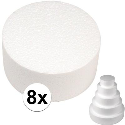Piepschuim vormen schijf - 8x - 30 cm breed en 7 cm hoog - wit - knutselen - taartschijf - cirkel