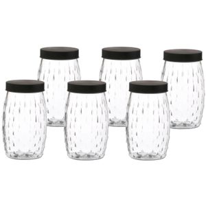 Voorraadpot/bewaarpot Mora - 6x - 2L - glas - zwart - D13 x H22 cm