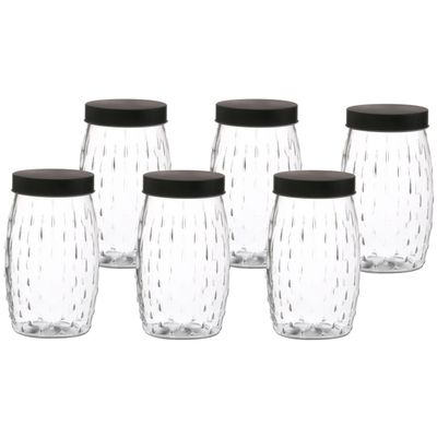 Voorraadpot/bewaarpot Mora - 6x - 2L - glas - zwart - D13 x H22 cm