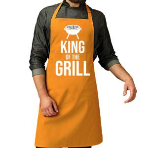 Vaderdag cadeau schort - king of the grill - oranje - keukenschort - heren - verjaardag