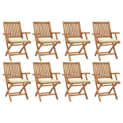 Tuinstoelen 8 st inklapbaar met kussens massief teakhout