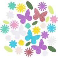 Creativ Company Foam stickers, vlinder, bloem, blad, zelfklevend, afm 9-43 mm, pastelkleuren, 120 stuk/ 1 doos