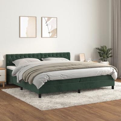 Boxspring met matras fluweel donkergroen 200x200 cm