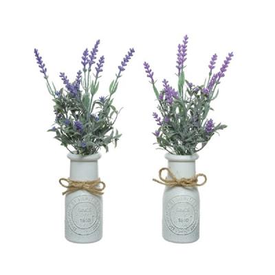 Decoris Kunstplanten Lavendel - in pot - 2x st - paars - 32 cm - Lavendula nepplanten