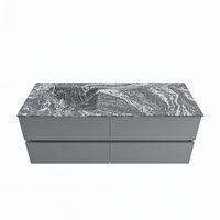 MONDIAZ VICA-DLUX 130cm badmeubel onderkast Plata 4 lades. Inbouw wastafel CLOUD links zonder kraangat, kleur Lava. - thumbnail